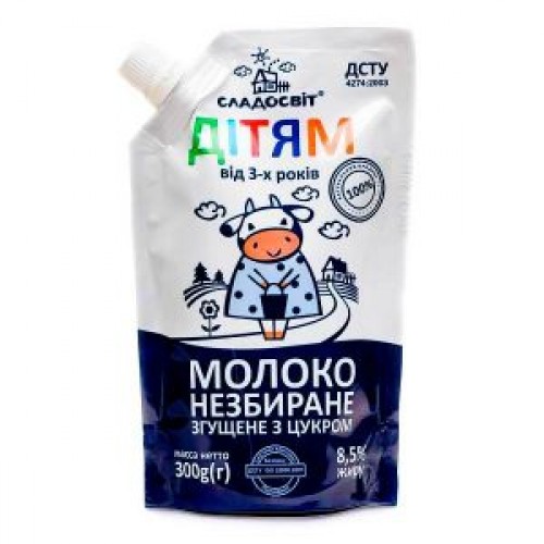 Молоко цельное сгущенное с сахаром 8,5% Сладосвіт 300г