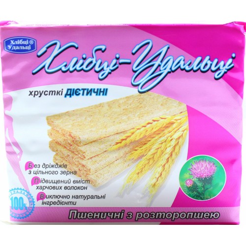 Хлібці-Удальці хрустящие диетические Пшеничные с расторопшей 100г/36шт.