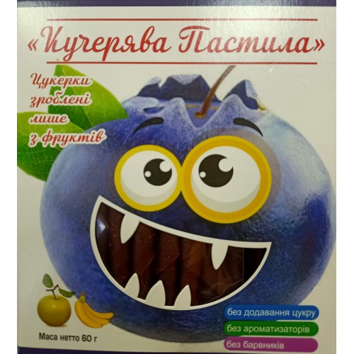 Фруктово-ягодная пастила из яблока, банана и черники Kucheriava Pastila 50г