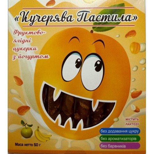 Фруктово-ягодная пастила с йогуртом, яблоком, бананом, абрикосом и миндалем Kucheriava Pastila 50г