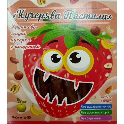Фруктово-ягодная пастила с йогуртом, клубникой и миксом орехов Kucheriava Pastila 50г