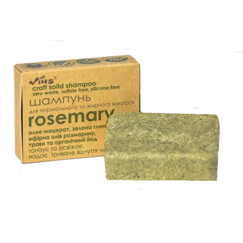 Шампунь твердый крафтовый Rosemary для нормальных и жирных волос TM Vins 85г