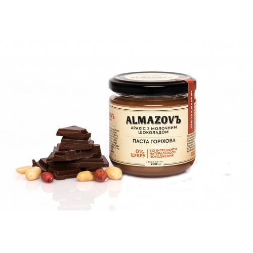 Паста ореховая Арахис с молочным шоколадом Almazovъ 200г