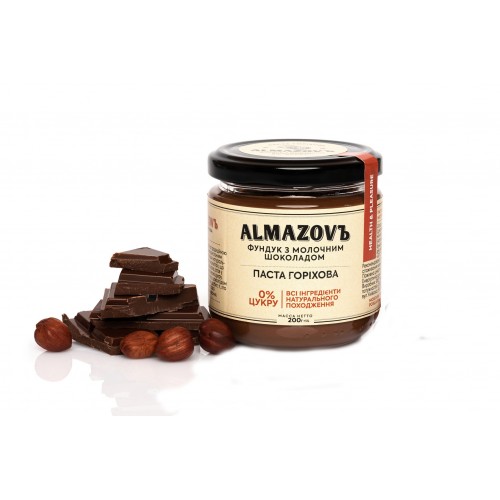 Паста ореховая  Фундук с молочным шоколадом Almazovъ 200г