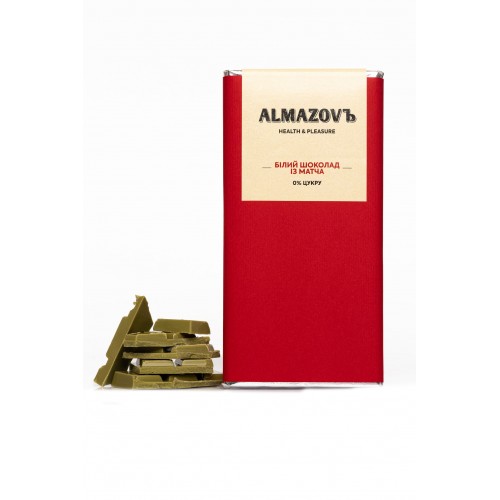 Шоколад белый с матча  Almazovъ 80г