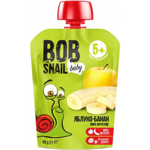 Пюре фруктовое Яблоко-банан для детей Bob Snail - Равлик Боб пауч 90г