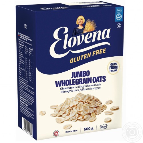 Хлопья овсяные цельнозерновые без глютена Elovena 500г