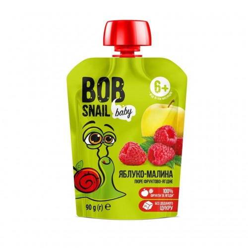 Пюре фруктовое Яблоко-малина для детей Bob Snail - Равлик Боб  пауч 90г