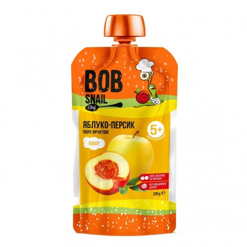 Детское пюре Bob Snail Улитка Боб Яблоко-Персик 250 г