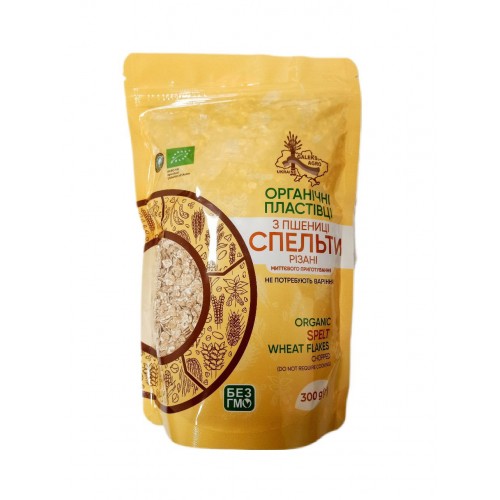 Органические хлопья из пшеницы спельты резаные 300г Galeks Agro