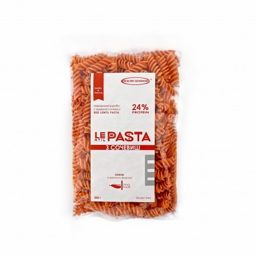 Макароны LEntil PASTA из красной чечевицы, Fusilly 300г, Healthy Generation