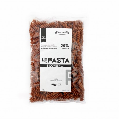 Макароны LEntil PASTA из черной чечевицы Белуга, Fusilly 300г, Healthy Generation
