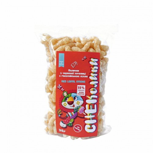 Палочки СНЕКолики из красной чечевицы с гималайской солью, Gluten Free, 35 г, Healthy Generation