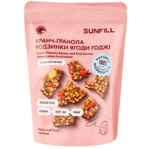 Кранч-гранола изюм и ягоды годжи Sunfill 150г