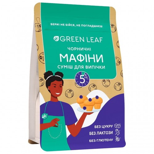 Смесь для выпечки Черничные мафины 300г Green Leaf