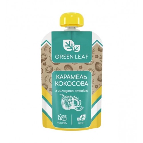 Карамель кокосовая со стевией 90г Green Leaf
