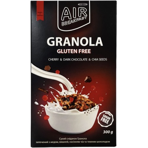 GRANOLA Cherry&Chocolate вишня, семена чиа, темный шоколад без сахара, 300 г.