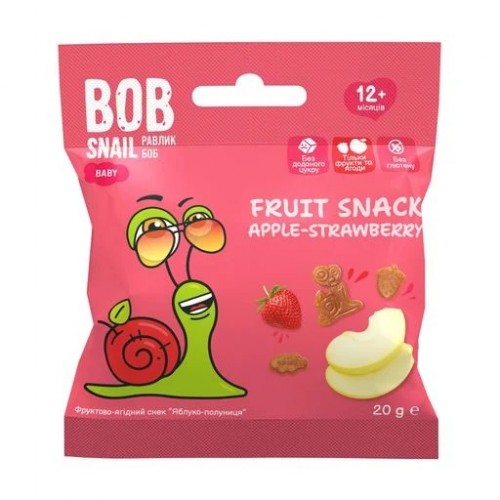 Снек яблоко - клубника 20г Bob Snail