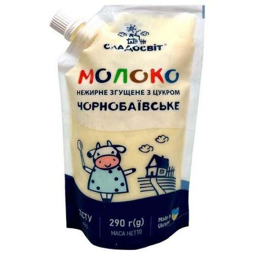 Молоко нежирне згущене з цукром Чорнобаївське, 290 г Сладосвіт