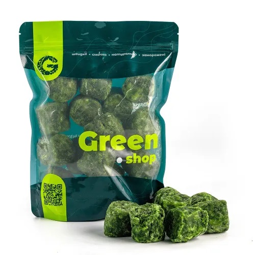 Листья шпинат, брикет 500г GREEN shop