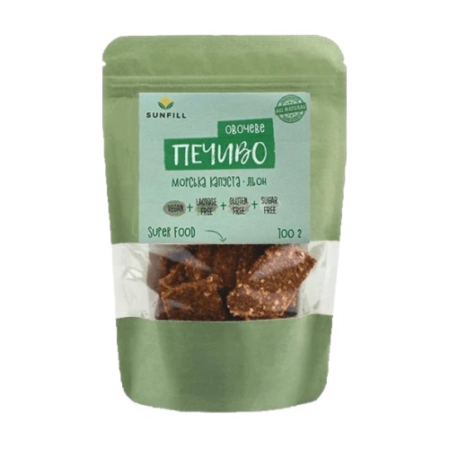 Овощное печенье с морской капустой и льном 100г Sunfill