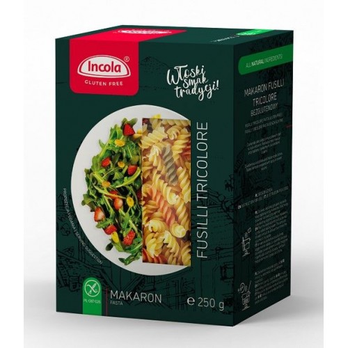 Макароны без глютена спиральки Fusilli tricolore INCOLA 250 г